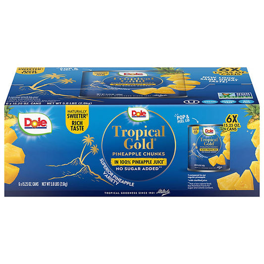 Dole Tropical GOLD Pineapple Chunks, 5.8 Lbs -  6 pack