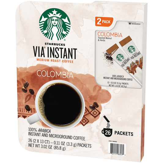 Starbucks VIA Instant Colombia Coffee, Medium Roast, 26-count