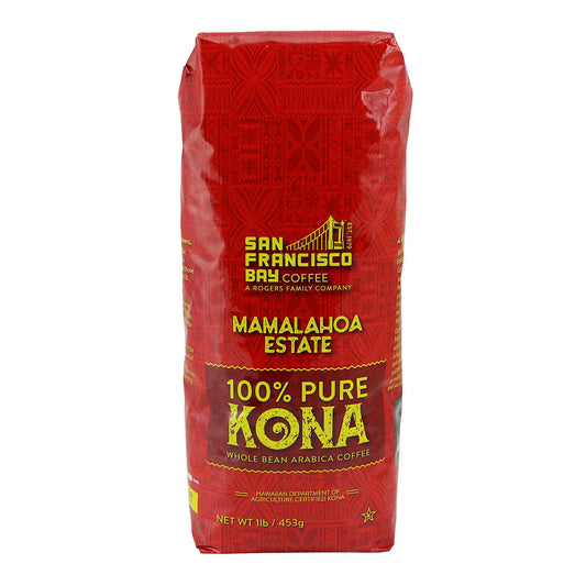 San Francisco Bay Mamalahoa Estate 100% Pure Kona Whole Bean Medium Roast Coffee 1 lb