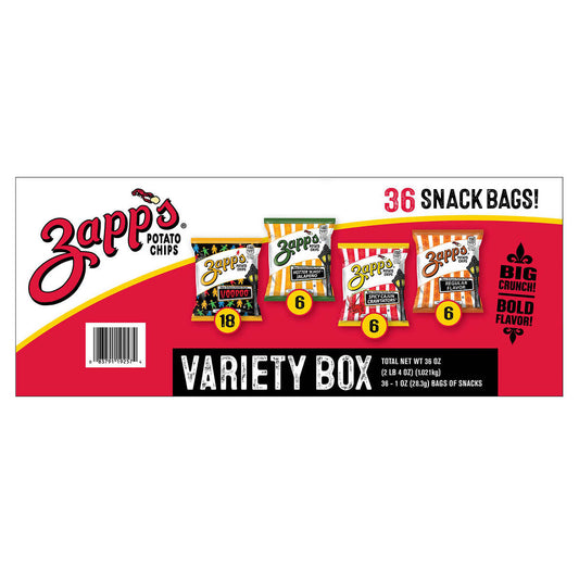 Zapp’s Potato Chips, 4 Flavor Variety Pack  1 oz - 36 Bags