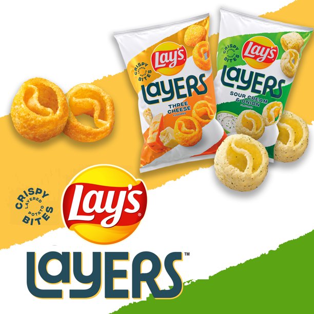 Lay's Layers Three Cheese Flavored Potato Snacks, 4.75oz