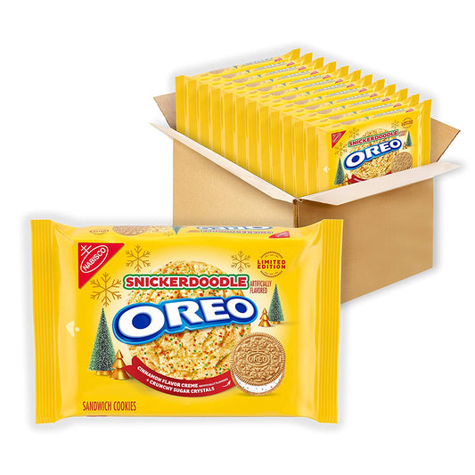 OREO Snickerdoodle Sandwich Cookies, Limited Edition Holiday Cookies, 12 - 12.2 oz Packs