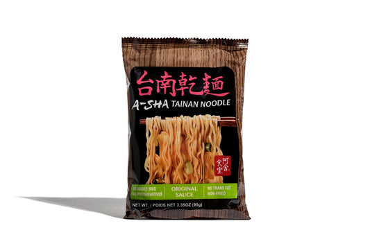 A-SHA Healthy Ramen Noodles, Tainan Noodles with Original Sauce, Vegetarian Noodles, Curly, Thin Noodles, 1 Bag, 5 Servings