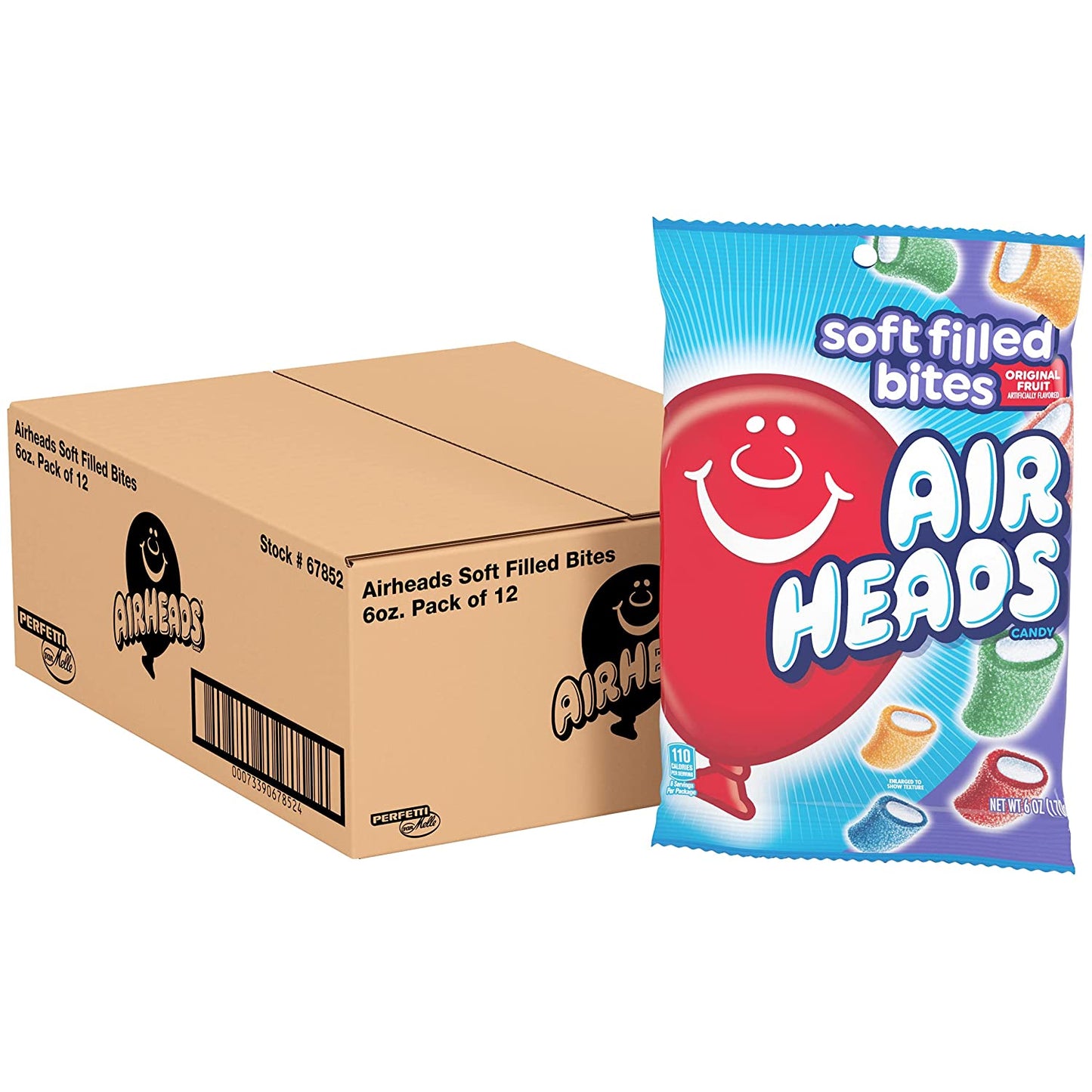 Airheads Soft Filled Bites, 6oz Bag, Box of 12 Bags