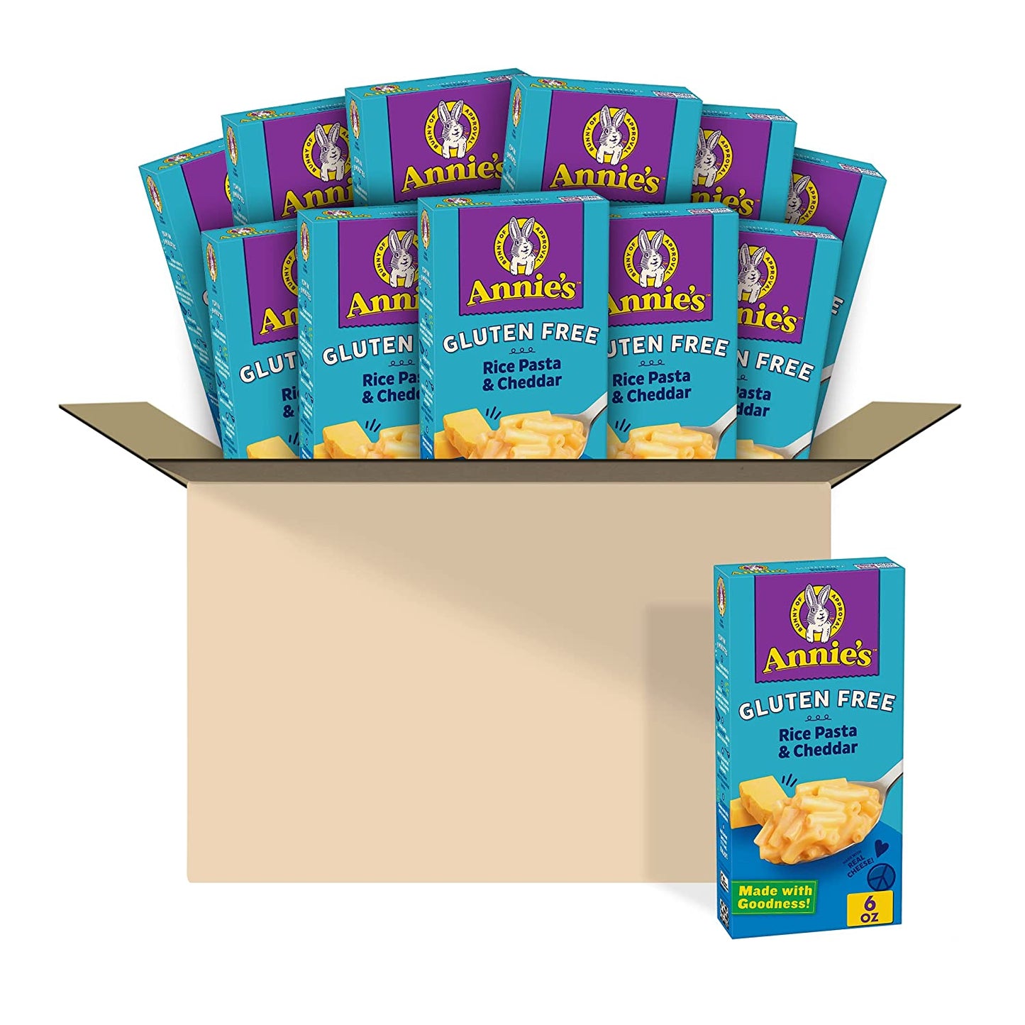 Annie's Gluten Free Macaroni and Cheese, Rice Pasta and Cheddar, 6 oz (Pack of 12) - Wholesale