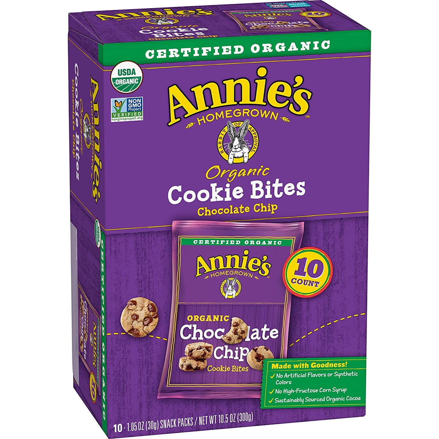 Annie's Organic Chocolate Chip Cookie Bites, 10 ct