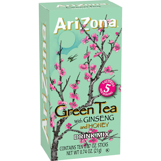 Arizona Zero Sugar Ginseng & Honey Green Tea On-The-Go Powdered Drink Mix 120 Count