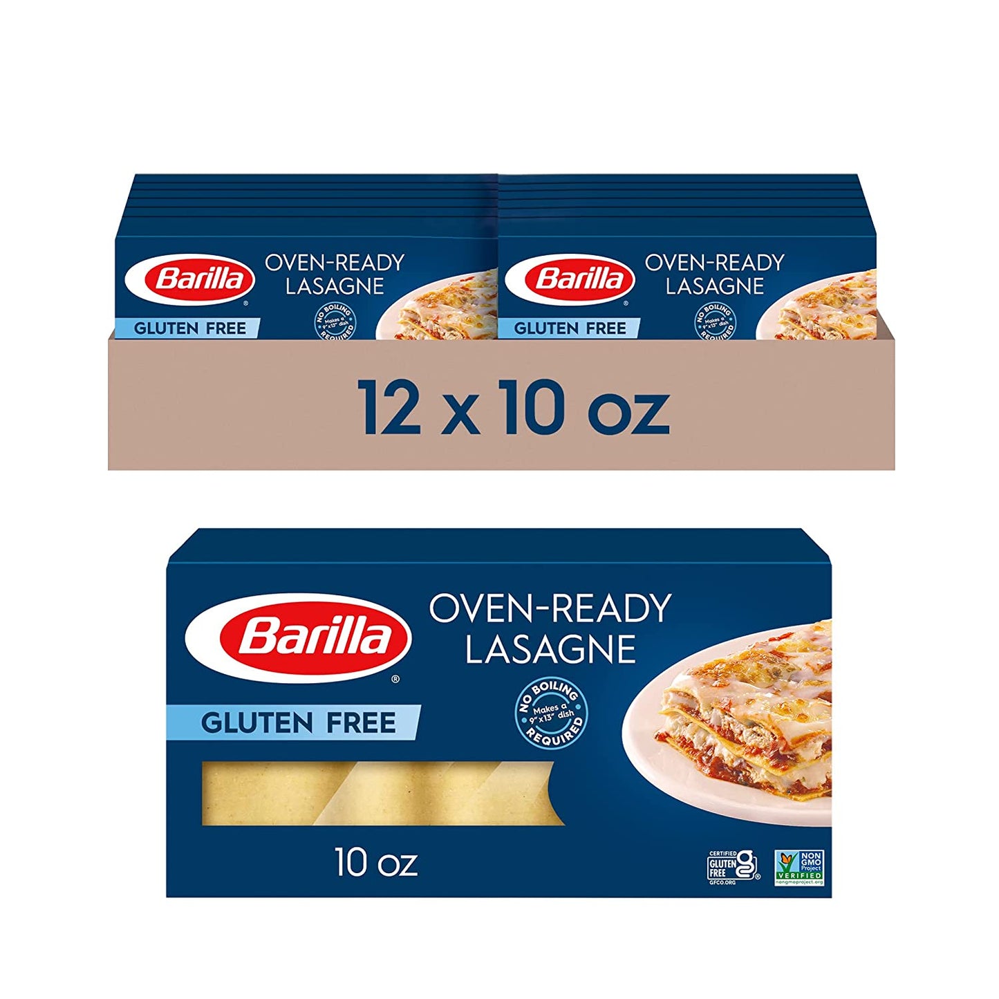 BARILLA Gluten Free Oven-Ready Lasagne, 10 Ounce (Pack of 12) - Non-GMO Gluten Free Pasta Made with Blend of Corn & Rice - Vegan Pasta