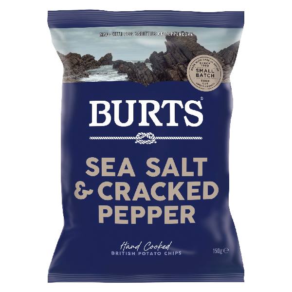 BURT'S SEA SALT & BLACK PEPPER CRISPS 10X150G