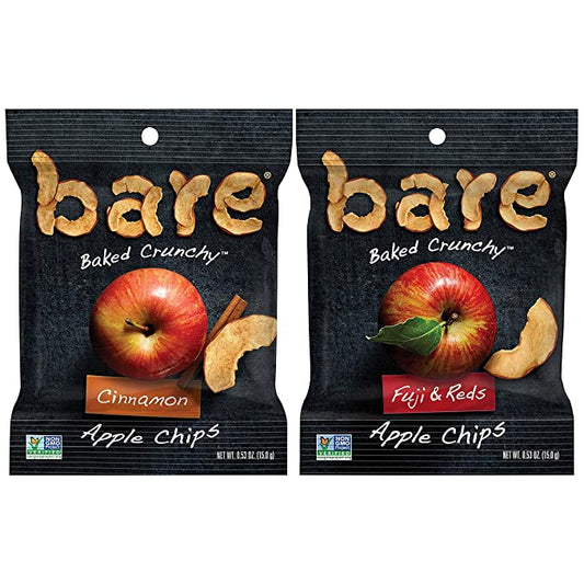 Bare Baked Crunchy Apples Fruit Snack Pack, Gluten Free, Fuji & Reds and Cinnamon Flavors, 0.53 Ounce (Pack of 16)