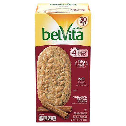 BelVita Breakfast Biscuit, Cinnamon Brown Sugar, 1.76 oz, 30-count