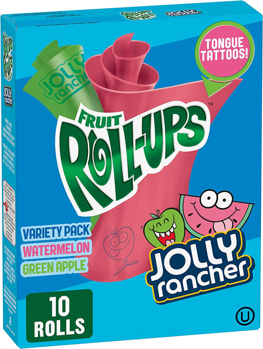 Fruit Roll-Ups Variety Pack Jolly Rancher Green Apple and Watermelon
