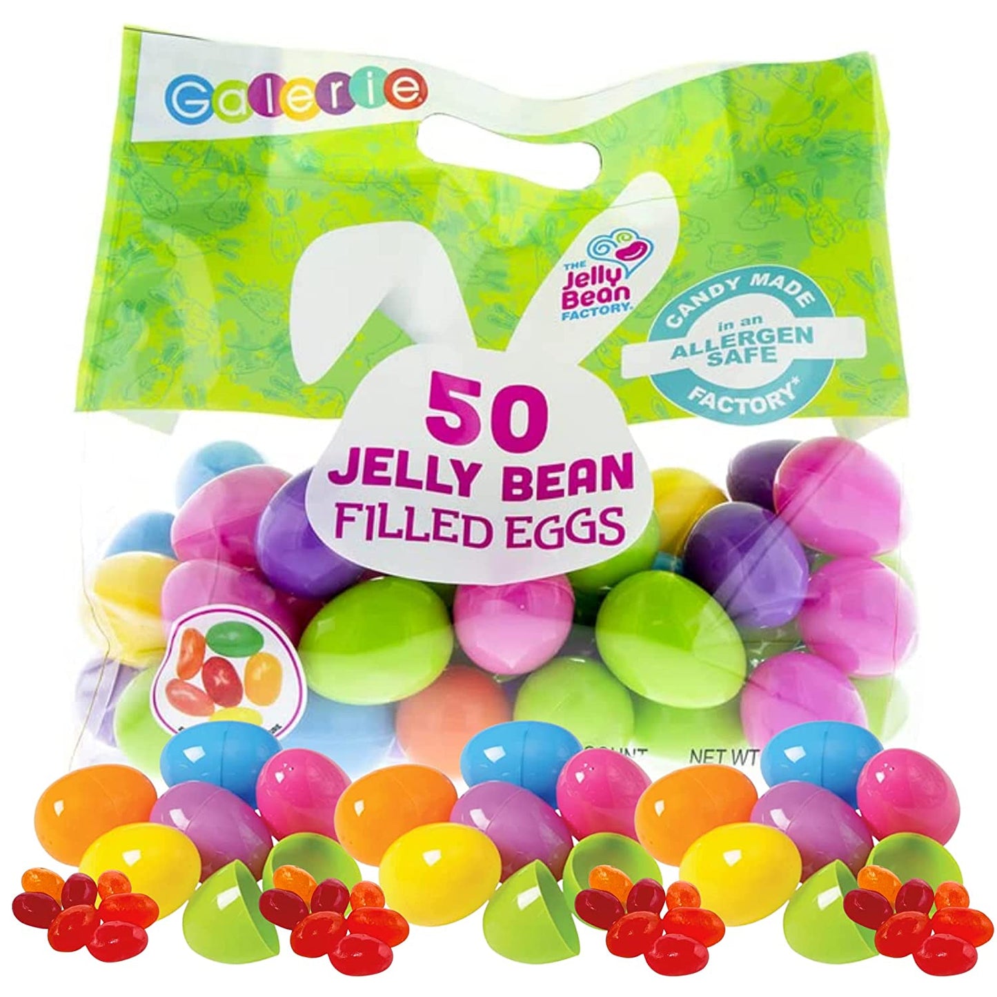 Bulk Plastic Candy Filled Easter Eggs, Jelly Beans, Assorted Bag of 50
