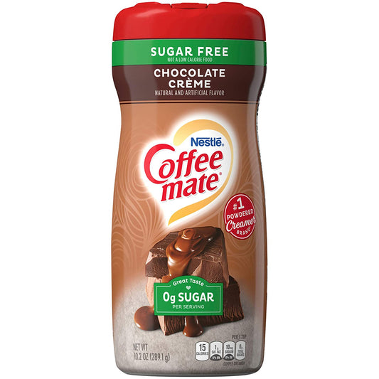 COFFEE MATE Sugar Free Chocolate Crème Powder Coffee Creamer 10.2 Oz. Canister | Non-dairy, Lactose Free, Gluten Free Creamer