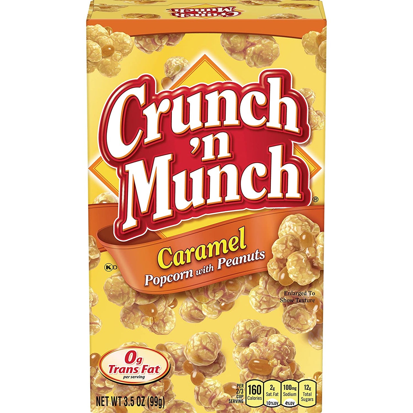 CRUNCH 'N MUNCH Caramel Popcorn with Peanuts, 3.5 oz. (Pack of 12)