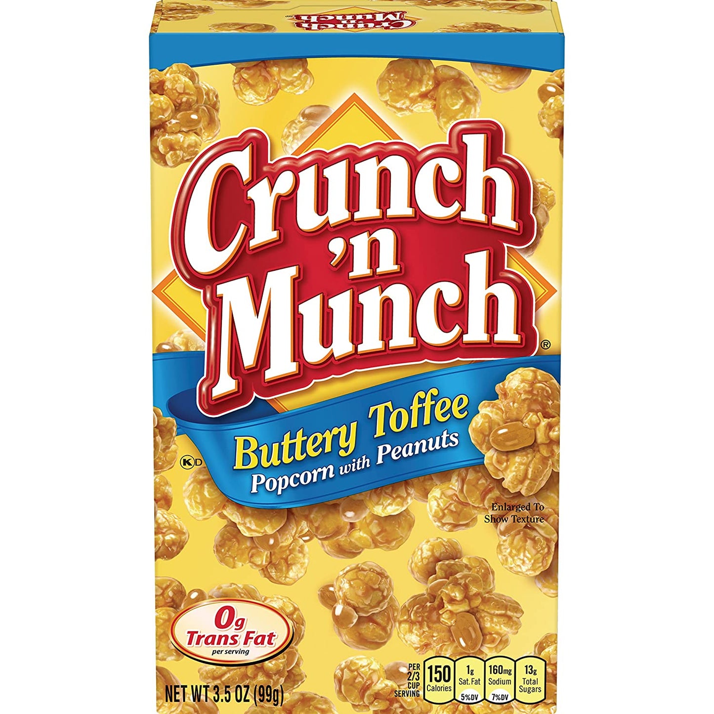 CRUNCH 'N Munch Buttery Toffee Popcorn with Peanuts, 3.5 oz. (Pack of 12)
