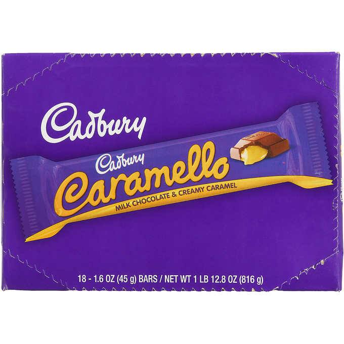 Cadbury Caramello Milk Chocolate and Creamy Caramel, 1.6 oz, 18-count ...