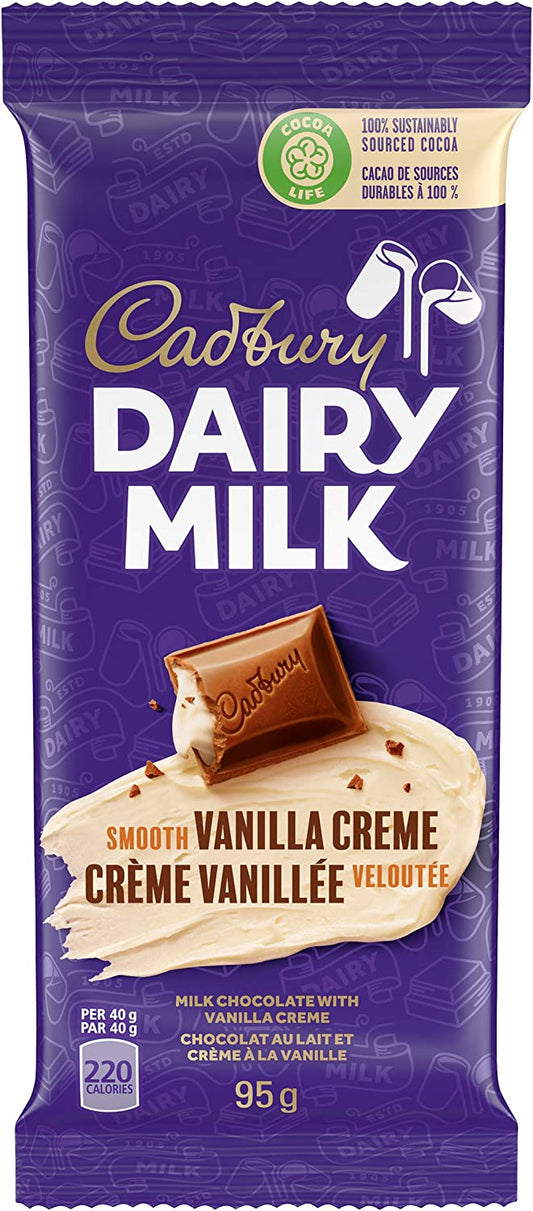Cadbury Dairy Milk Chocolate, Smooth Vanilla Creme 95g