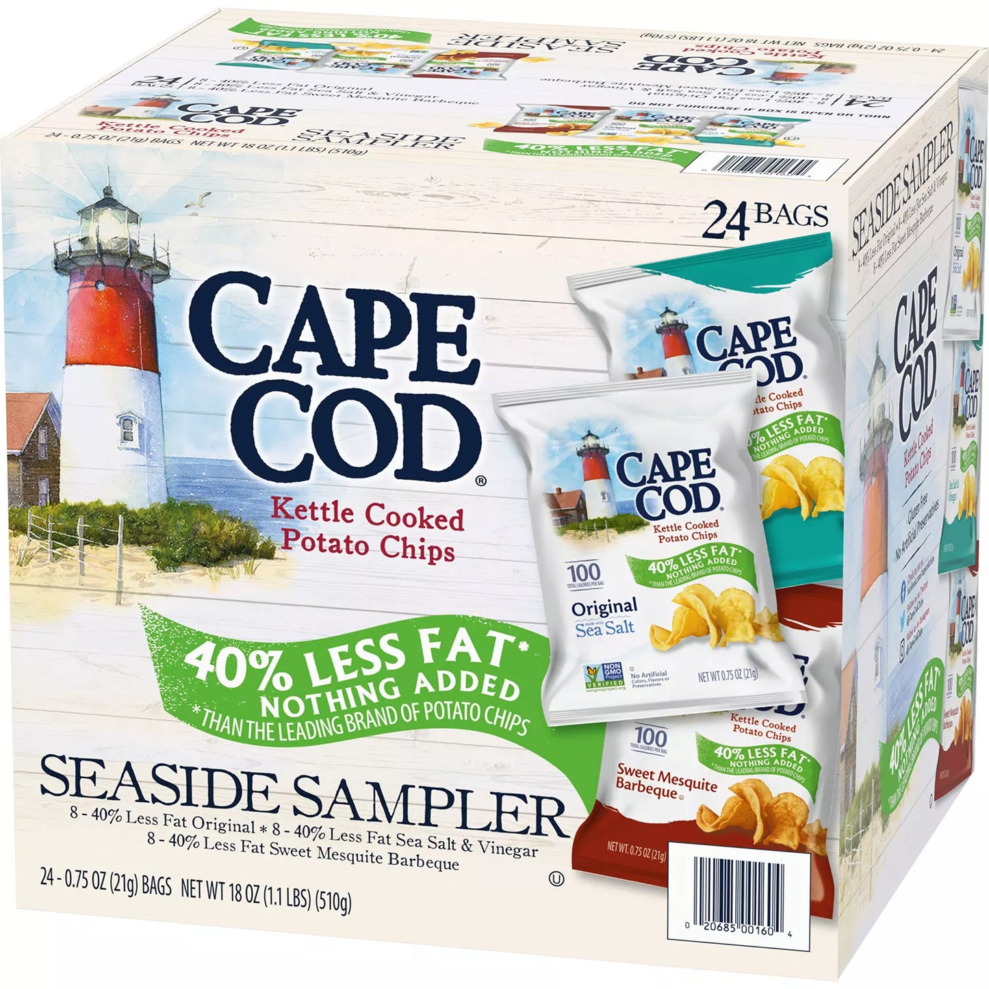Cape Cod Reduced Fat Chips, Variety Pack (24 ct.)