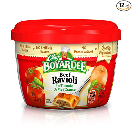Chef Boyardee Beef in Tomato & Meat Sauce Ravioli, 7.5 Oz. (Pack of 12)