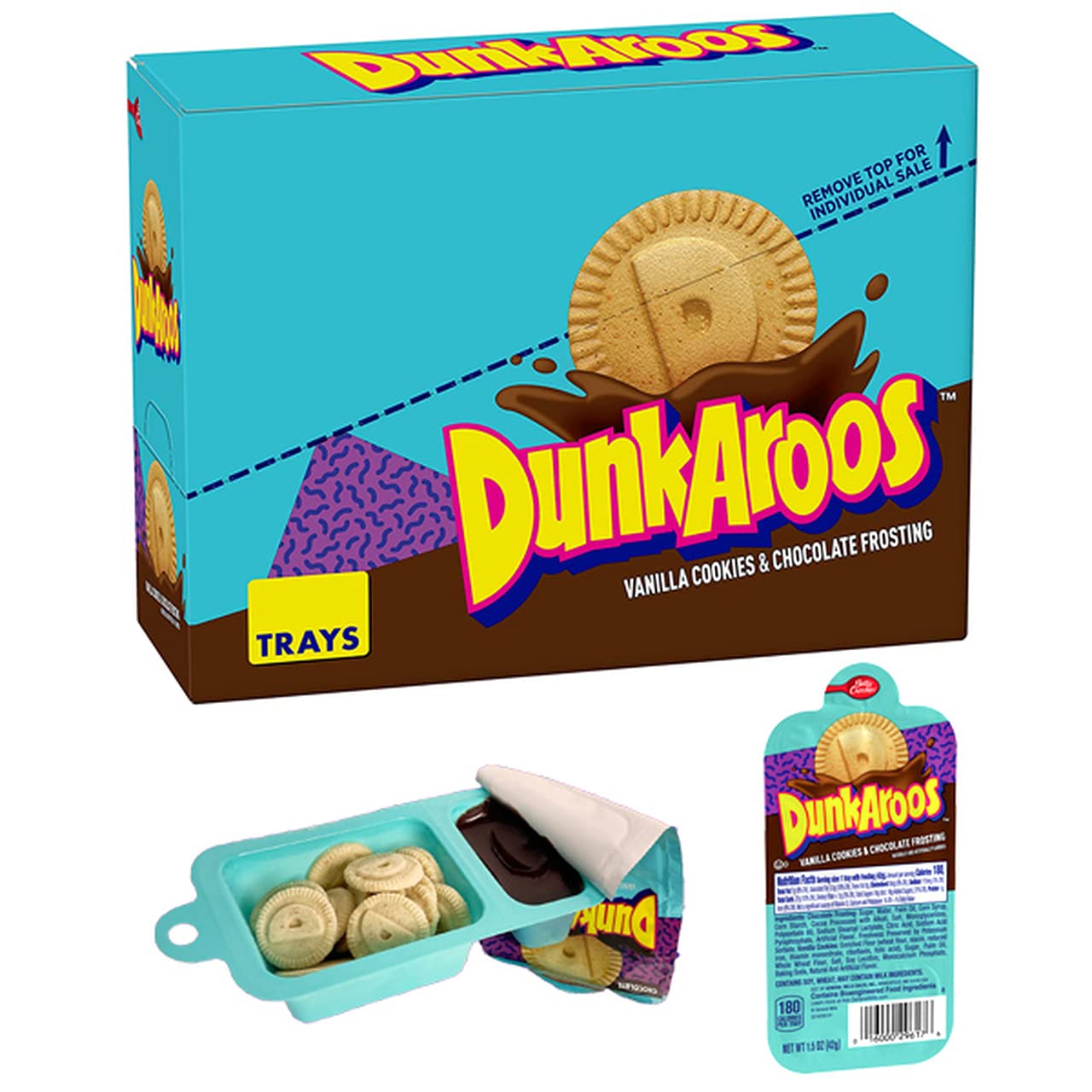 Dunkaroos CHOCOLATE FROSTING & Vanilla Cookies - Betty Crocker, Case 12 count-1 oz trays