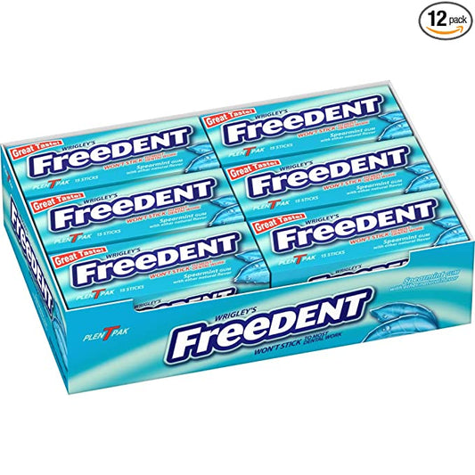 FREEDENT Spearmint Chewing Gum, 15 Count (Pack of 12)