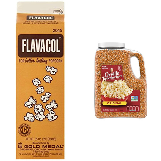 Flavacol Popcorn Season Salt , 35 oz. & Orville Redenbacher's Gourmet Popcorn Kernels, Original Yellow, 8 Lb