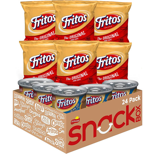 Fritos Original Corn Chips & Bean Dip Cups Variety Pack, Single Serve Portions, 24 Count
