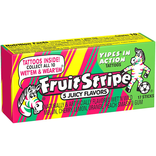 Fruit Stripe Juicy Bubble Gum Packs 12 Count