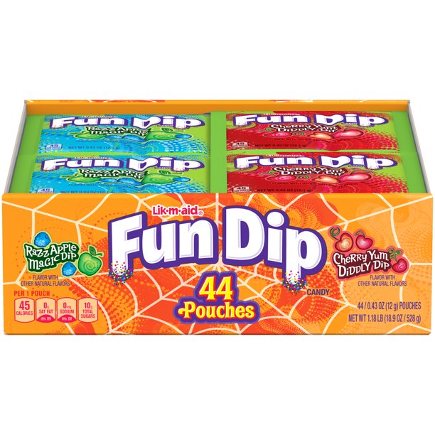 Fun Dip Halloween Razz Apple Magic Dip & Cherry Yum Diddly Dip Candy Pouches, 0.43 oz (44 Count)