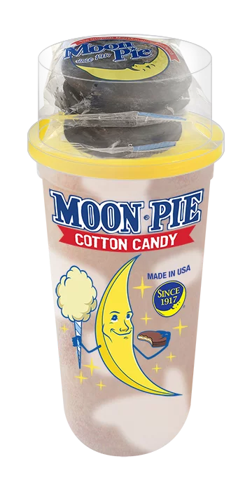 Fun Sweets brand introduces Moon Pie brand Cotton Candy. Guaranteed to deliver the Iconic Taste of this Snack Cake Favorite.