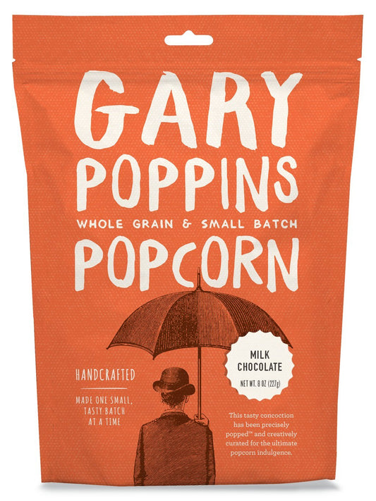 Gary Poppins Popcorn Handcrafted Popcorn, Milk Chocolate, 8 Ounce