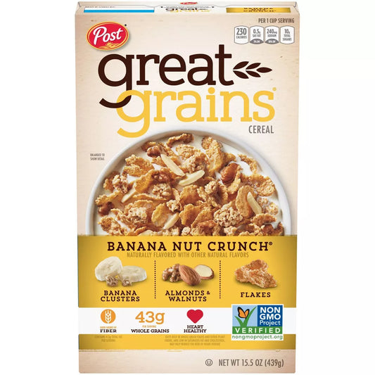 Great Grains Banana Nut Crunch Breakfast Cereal - 15.5oz - Post - RARE - IMPORTED