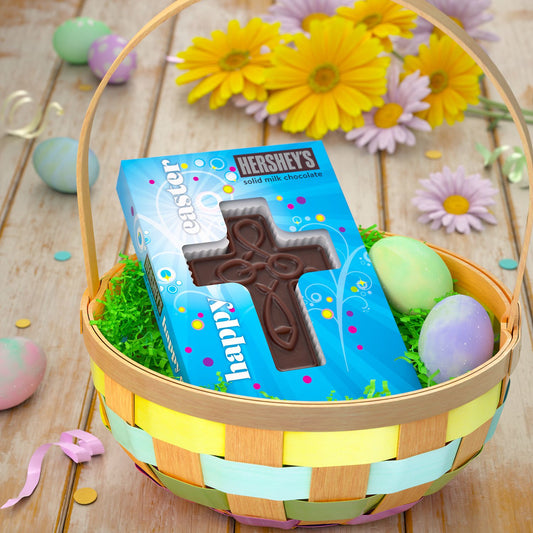 HERSHEY'S, Solid Milk Chocolate Cross Bar, Easter Candy, 1.8 oz, Gift Box