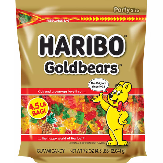 Haribo Gold-Bears Gummi Bear Candy (72 oz.) Bulk Candy Bag - 4.5 lbs