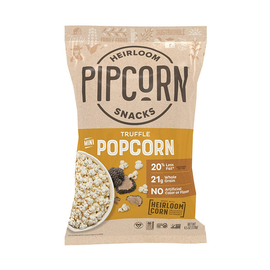 Heirloom Truffle Mini Popcorn by Pipcorn - 4.5oz - Gluten Free, Non-GMO Heirloom Corn, Non-Artificial, Preservative Free Snacks