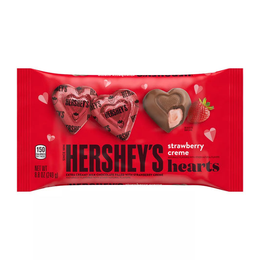 Hershey's Valentine Extra Creamy Milk Chocolate with Strawberry Crème Hearts - 8.8oz