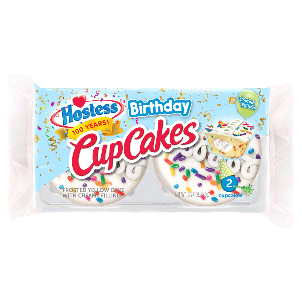 Hostess Birthday Cupcakes 2 Pack Rarecandycanada   HostessBirthdayCupcakes  1oz. Canada Snacks Candy Store Raresnacks 