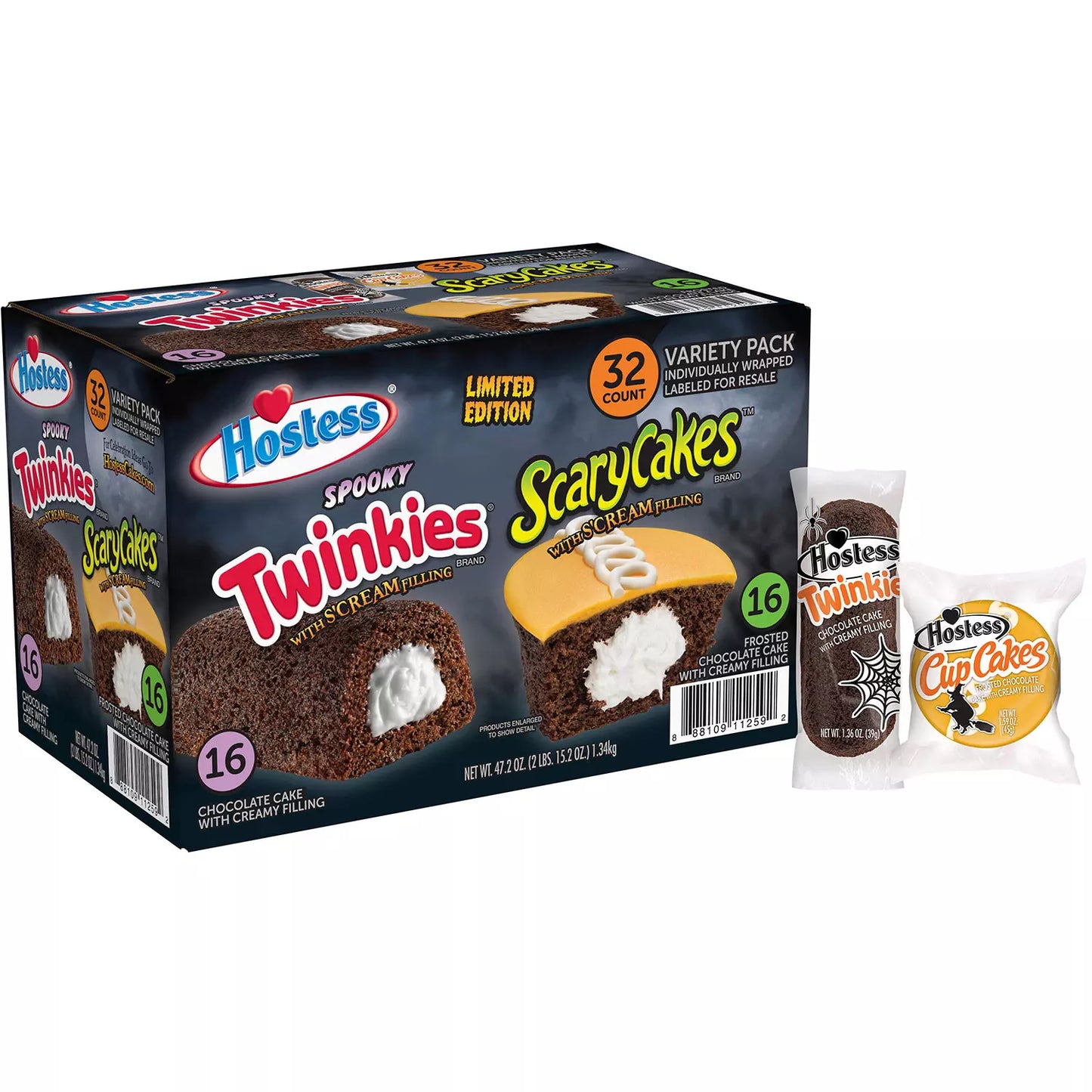 Hostess ScaryCakes Cupcakes and Chocolate Cake Twinkies Variety Pack (32 ct.)