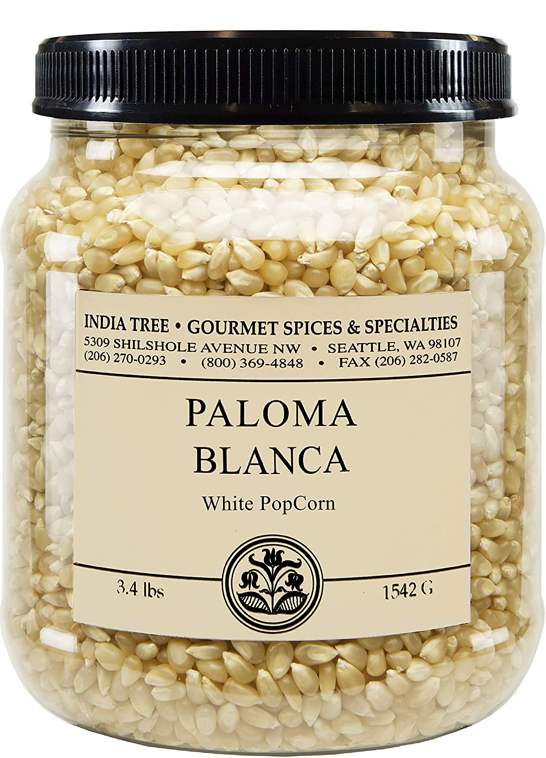 India Tree Paloma Blanca (White) PopCorn, 3.4 lb (Pack of 2)