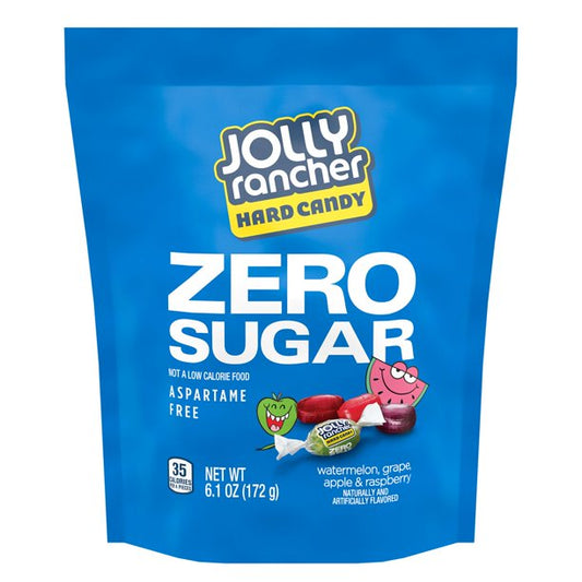 JOLLY RANCHER, Zero Sugar Assorted Fruit Flavored Sugar Free Hard Candy, Individually Wrapped, 6.1 oz, Pouch