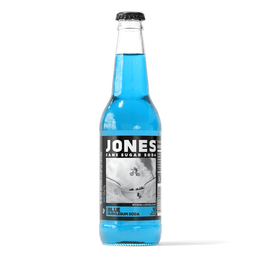 JONES BLUE BUBBLEGUM CANE SUGAR SODA - 12 PACK