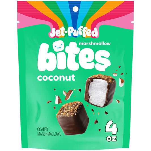 Jet-Puffed Marshmallow Bites Coconut Coated Marshmallows (6 ct Pack, 4 oz Resealable Bags)