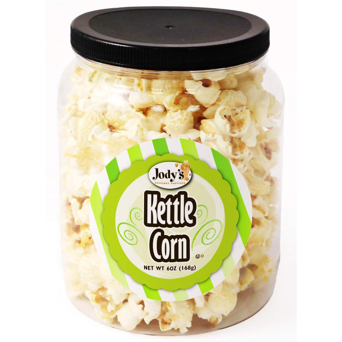 Jody's Gourmet Popcorn Round Jar Kettle Corn, 5 Ounce. Gluten-Free, No Preservatives, Kosher Certified, Made with Non-GMO Popcorn Kernels. Sweet and Salty Kettle Corn, the perfect flavorful, indulgent snack.