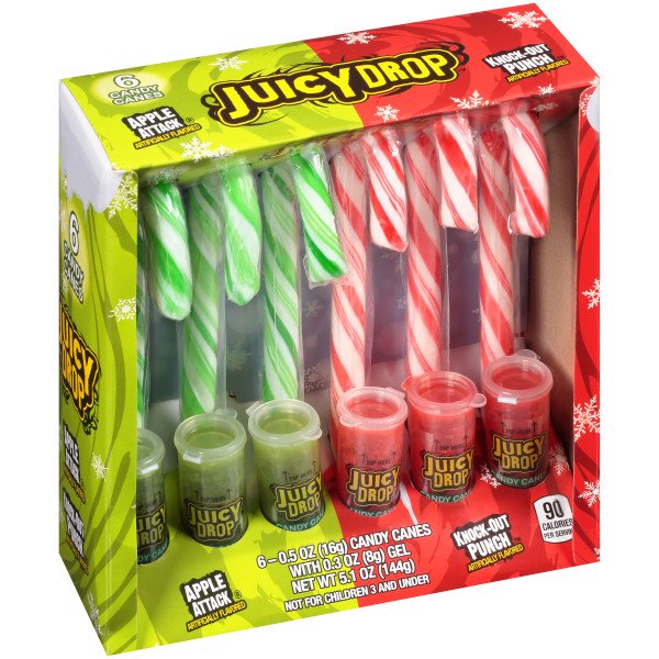 Bazooka Juicy Drop Candy Canes with Sour Gel Goo Candy Dip - RARE
