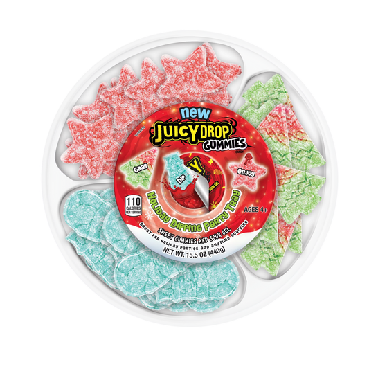 Juicy Drop™ Christmas Gummies Party Tray with Sour Dipping Gel