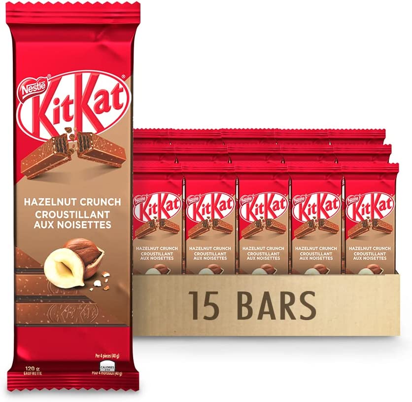 KIT KAT NESTLÉ KITKAT Hazelnut Crunch Wafer Chocolate Bars, 120 G X 15 ...