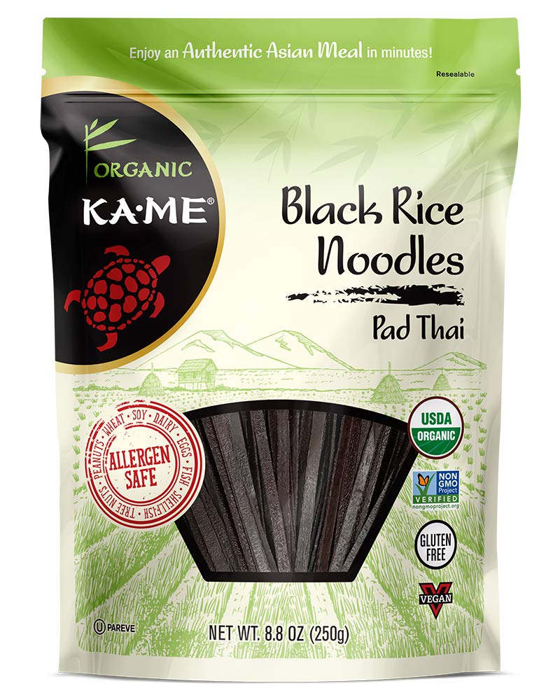 Ka-Me Organic Pad Thai Noodles - Black Pad Thai Rice Noodles - Non GMO Project Verified 8.8 Oz (Pack of 6)