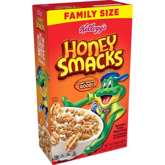 Kellogg's Honey Smacks Breakfast Cereal, Made with Whole Grain, Original, 23 Oz, Box
