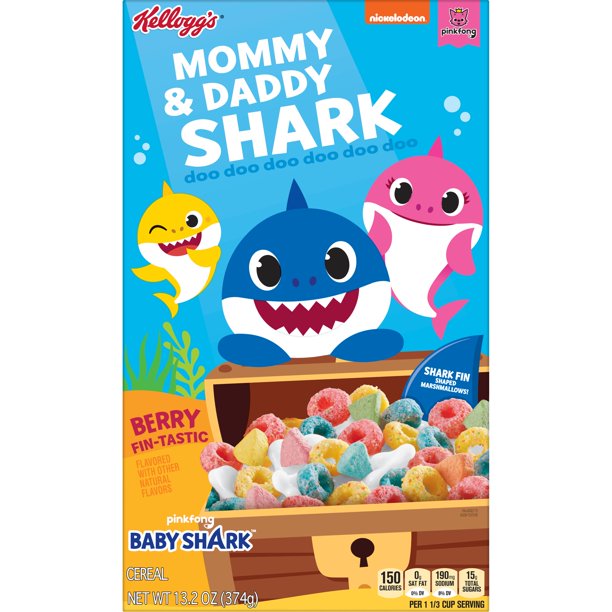 Kellogg's Pinkfong Baby Shark Breakfast Cereal, LIMTED EDITION, Berry Fin-Tastic with Marshmallows, 13.2 Oz, Box